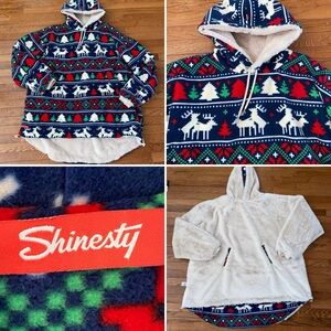 SHINESTY $125 The Caribou Lous | Reversible Christmas Fur Cosy Hoodie NWOT